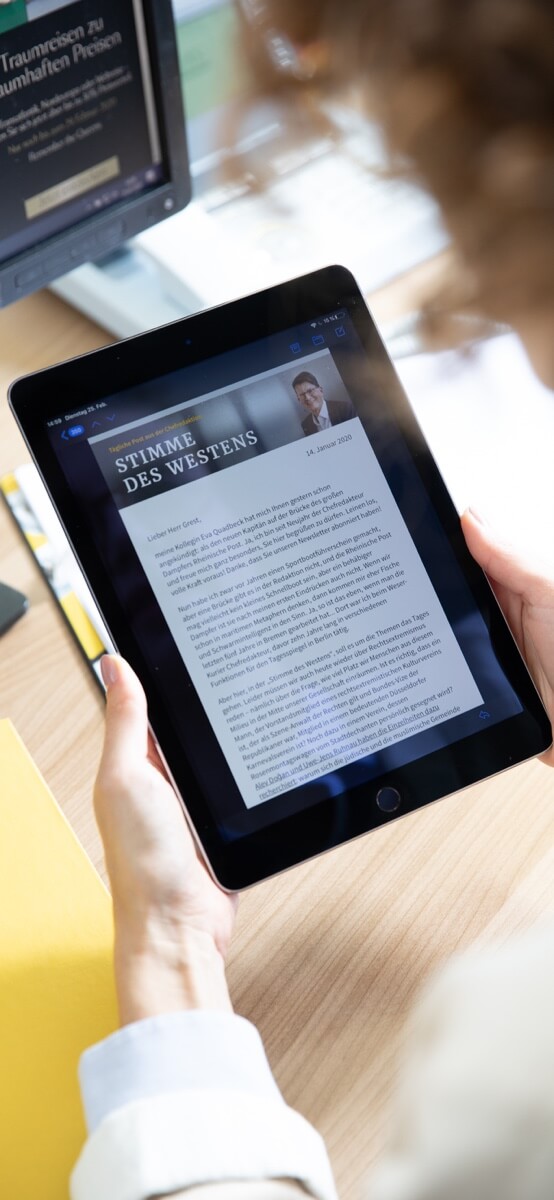 Den Morgen-Newsletter lesen auf dem Tablet.