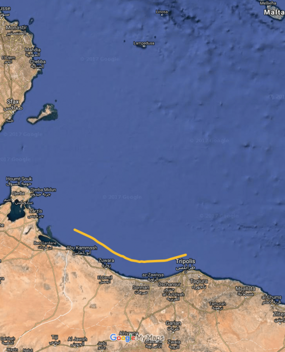 12-Meilen-Grenze vor der Küste von Libyen